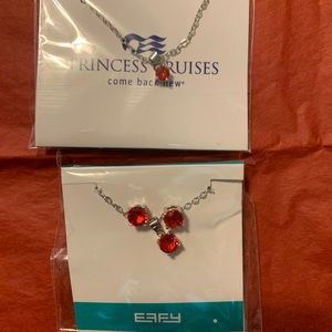 Costume 2 ruby necklaces and 1 matching earrings